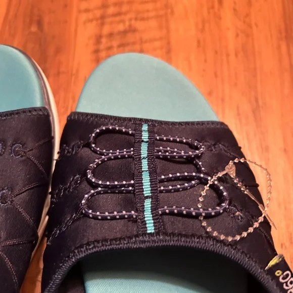 Easy Spirit Women's Navy and Teal e 360 Slide Sandals - Picture 2 of 5